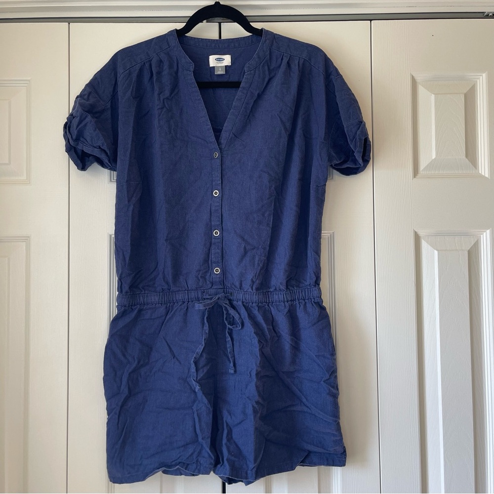 Blue Button-Up Romper